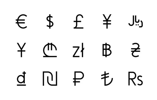 Money Currencies Vector Linear Icons Set Foreign Exchange Management Dollar — Vetor de Stock