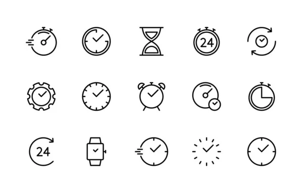 Time Clock Vector Linear Icons Set Time Management Timer Speed — Wektor stockowy