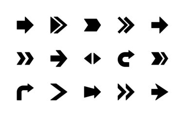 Oklarla ilgili vektör silueti simgeleri ayarlandı. Eğri, takas, transfer, ok, yön, hareket, yön bulma ve daha fazlası gibi izole simge koleksiyonu. İlgili okların izole simge koleksiyonu.