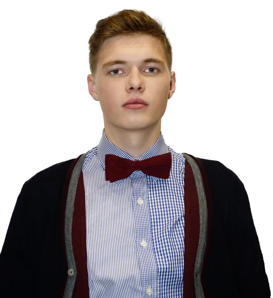 Male model in sweater with bow-tie — Stock Photo, Image