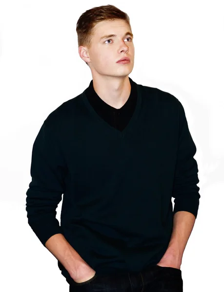 Male model in crew-neck garment — Stock Photo, Image