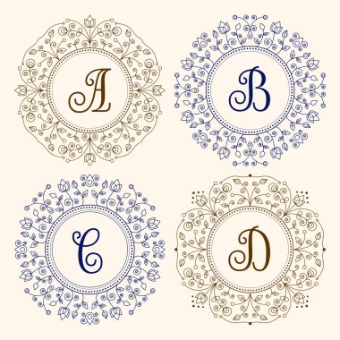 Vektör logo şablonlarını monogramlarla ayarlama