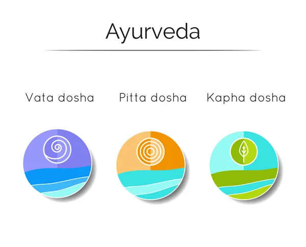 Ayurveda doshas vata, pitta, kapha. — Archivo Imágenes Vectoriales