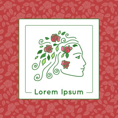 Lineer tarzda bir logo olarak kadın yüzü. 