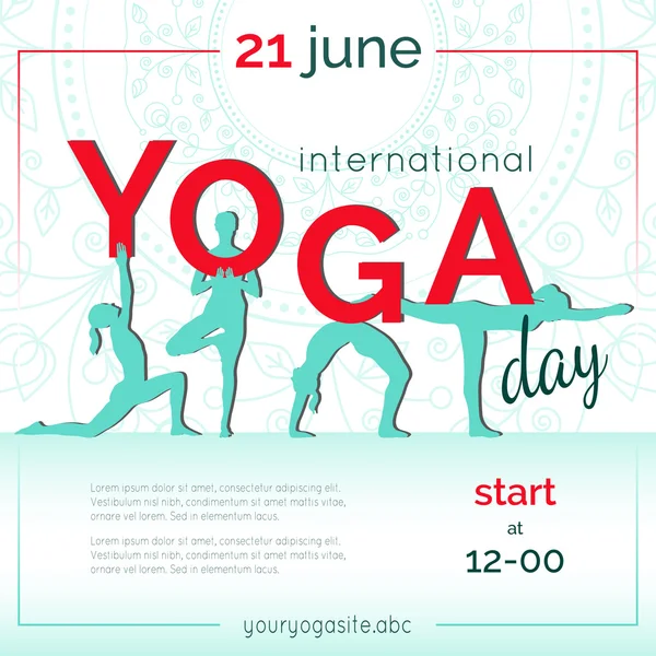 Modèle d'affiche pour la Journée internationale du Yoga . — Image vectorielle