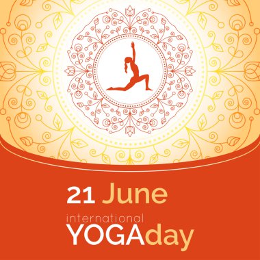 Template of poster for International Yoga Day. Flyer for 21 June, Yoga day. clipart