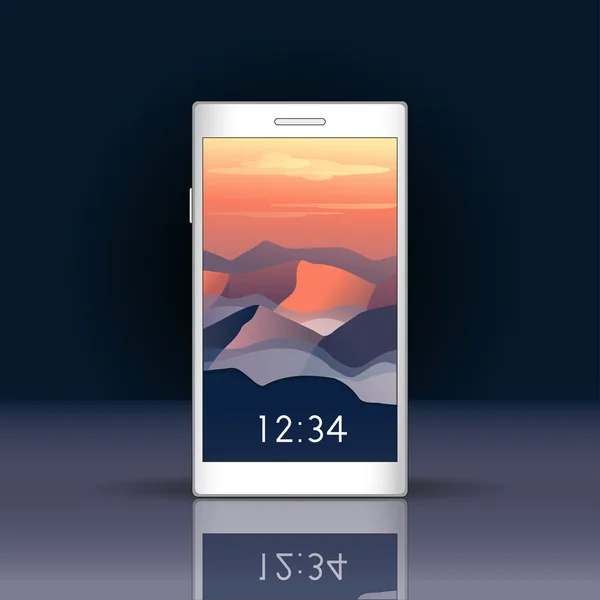 Écran Smartphone avec paysage montagneux — Image vectorielle