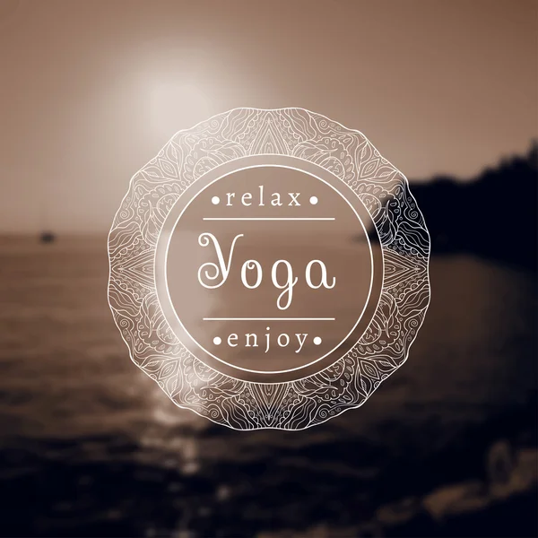 Yoga illüstrasyon vektör. siyah ve beyaz arka plan üzerinde yoga stüdyosu adı.
