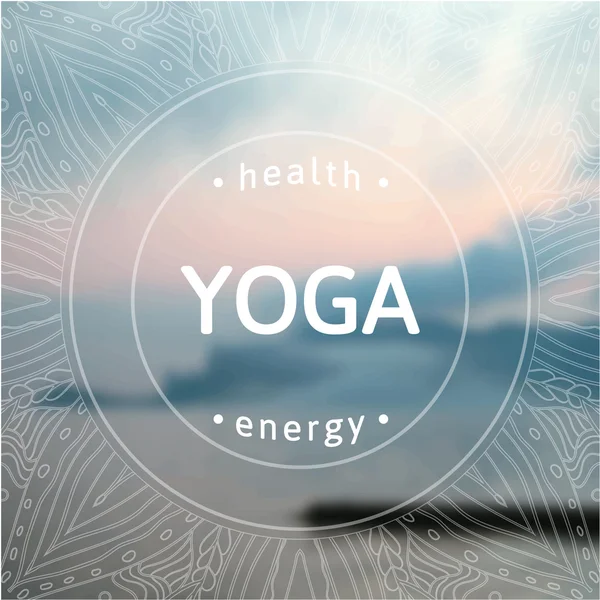 Illustration de yoga vectoriel. Nom du studio de yoga sur fond de coucher de soleil . — Image vectorielle