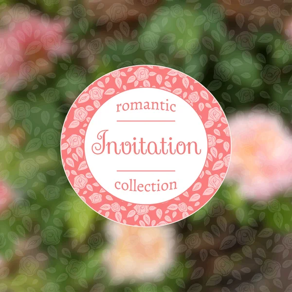Inbjudningskort med rosa rosor. romantiska mall med rosenträdgård. — Stock vektor