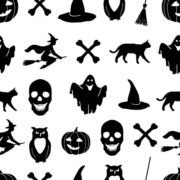 Schwarze Halloween-Ikonen auf weißem Hintergrund. — Stockvektor
