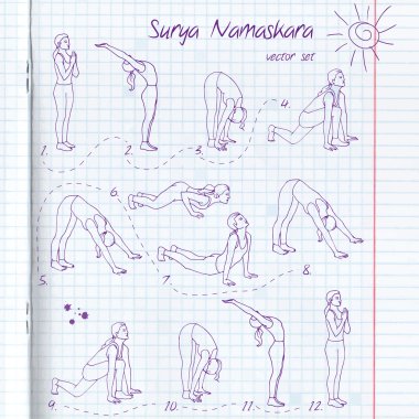 Surya Namaskara. Yoga set. clipart