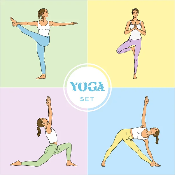 Ensemble de yoga . — Image vectorielle