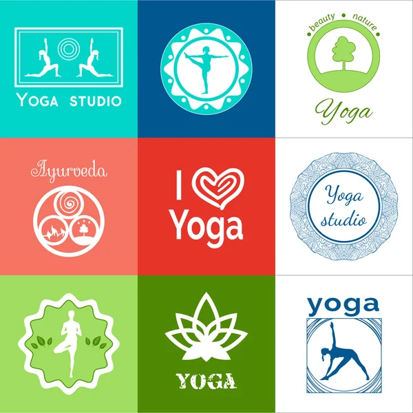 Reihe von Yoga-Logos. — Stockvektor