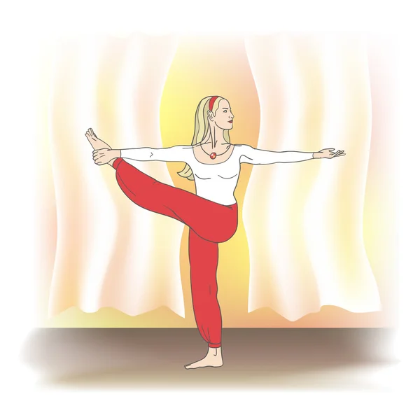 Fille dans la pose de Yoga — Image vectorielle