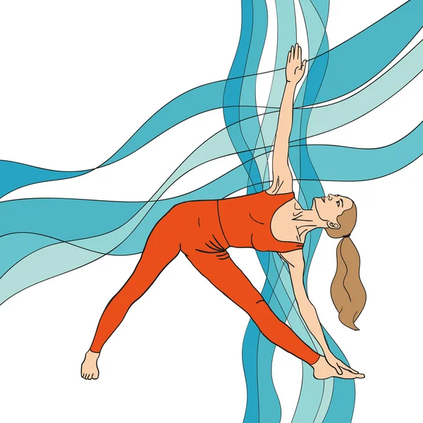 Fille dans la pose de Yoga — Image vectorielle