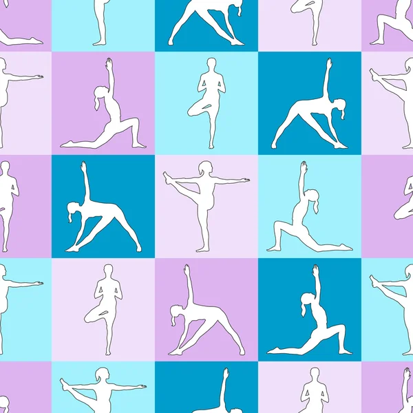 Yoga poses as seamless background. — Stock Vector