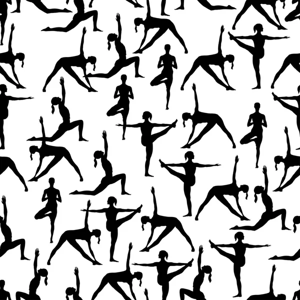 Yoga pose comme fond sans couture . — Image vectorielle