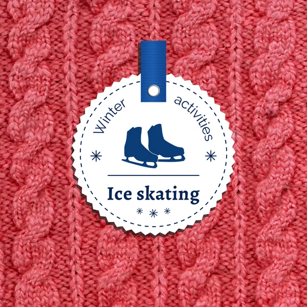 Emblema del póster de invierno con patines — Vector de stock