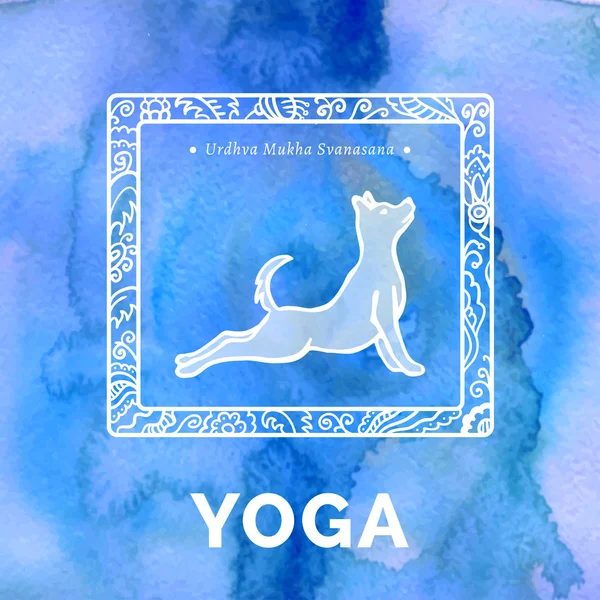 Yoga-Aufkleber mit Hund — Stockvektor