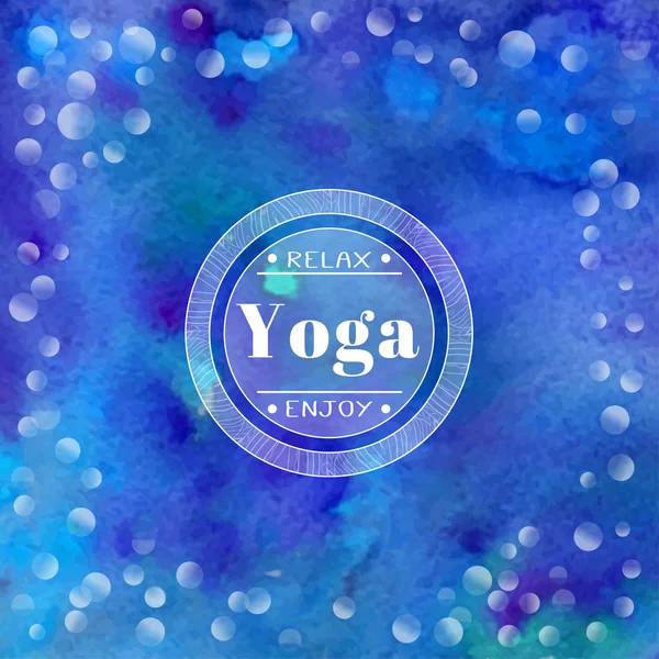 Yogastudio op een blauwe aquarellen achtergrond — Stockvector