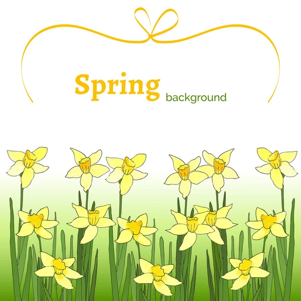 Fundo de primavera com narciso amarelo — Vetor de Stock