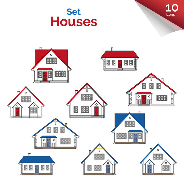 Set of flat icons of houses