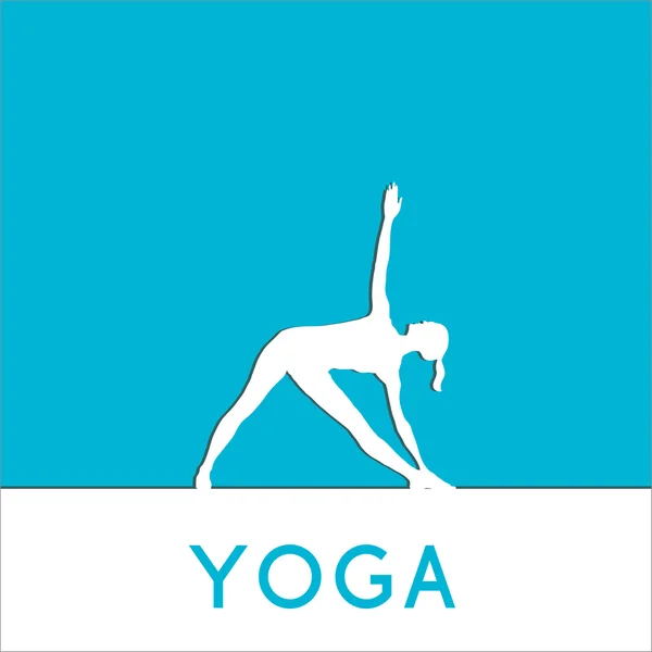 Contorno de la mujer en pose de yoga — Vector de stock