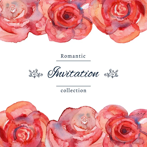 Modèle d'invitation de mariage avec des roses . — Image vectorielle