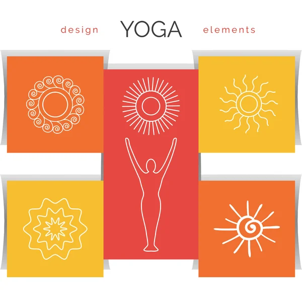 Set di icone di yoga lineare — Vettoriale Stock