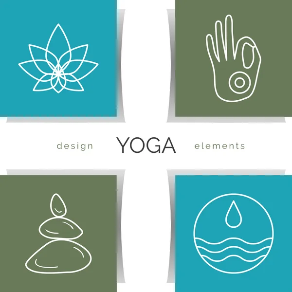 Set of linear yoga icons — Stock Vector