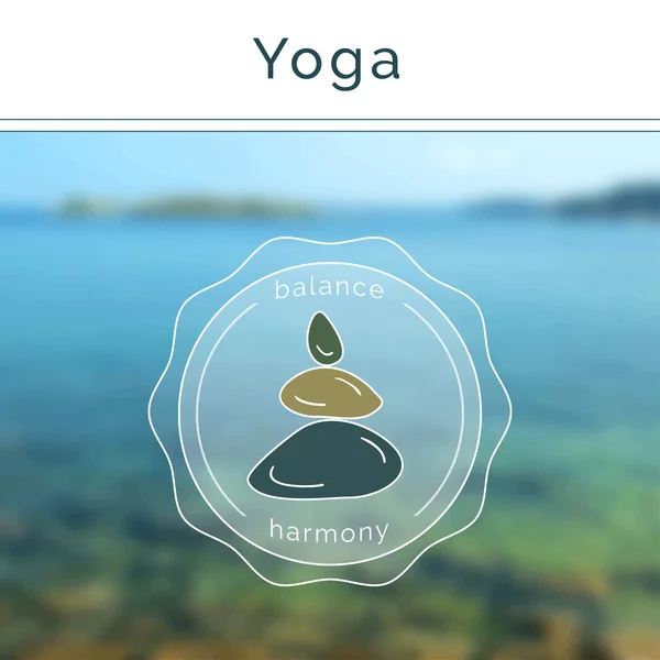 Póster para clase de yoga con vistas al mar . — Vector de stock