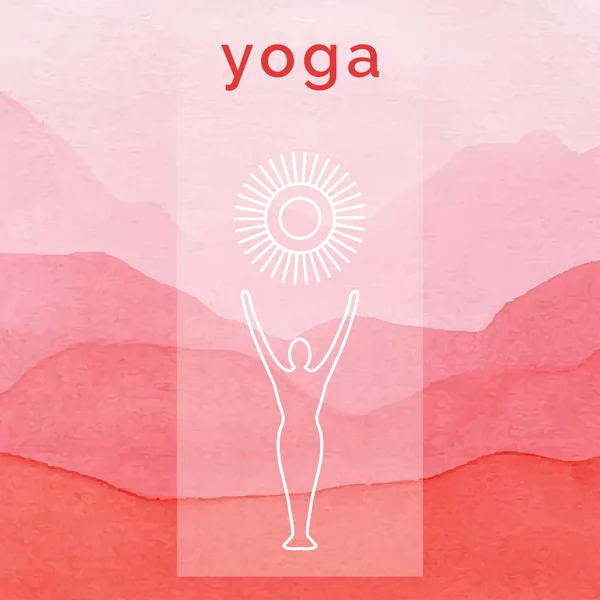 Plakat für Yoga-Kurs vor Naturkulisse. — Stockvektor