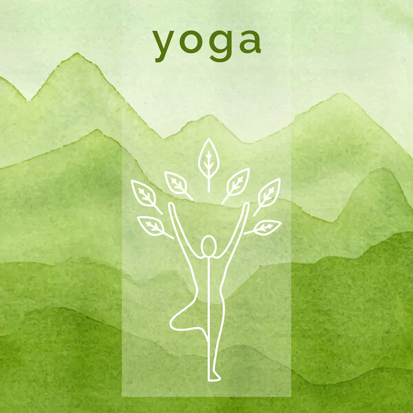 Poster for yoga class with a nature backdrop.