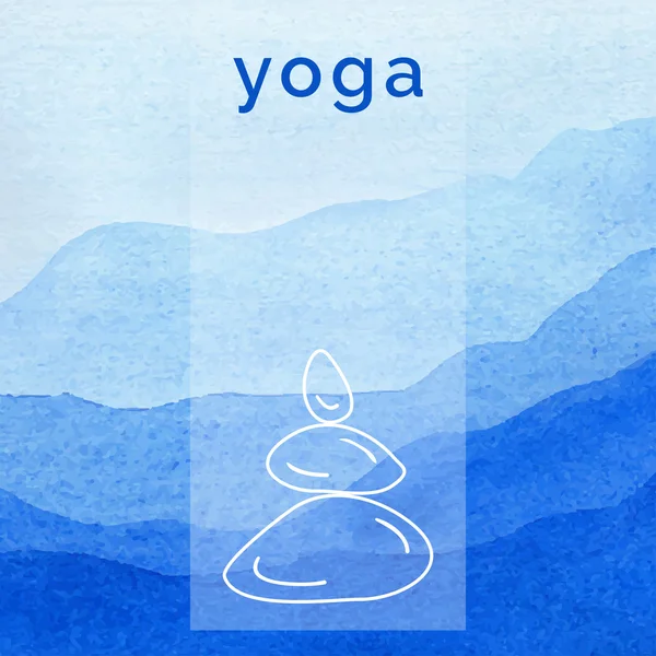 Plakat für Yoga-Kurs vor Naturkulisse — Stockvektor