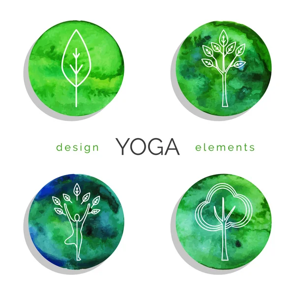 Conjunto de iconos lineales de yoga — Vector de stock