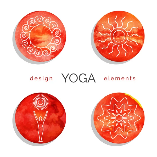 Set of linear yoga icons — Stock Vector