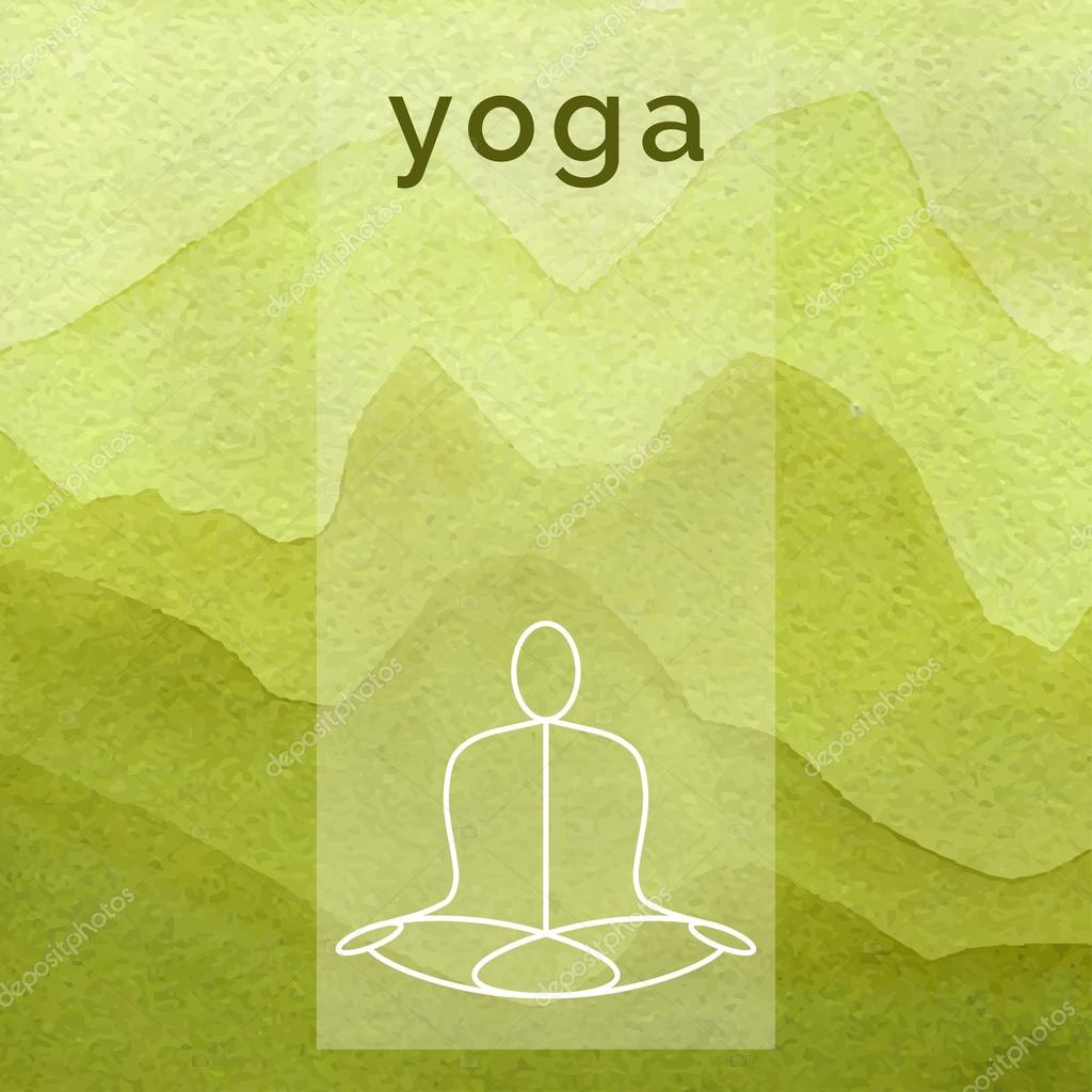 Poster For Yoga Class With A Nature Backdrop Linear Icon Logo In Outline Style Elements Design Watercolor Background Studio Poster For Yoga Class With A Nature Backdrop Linear Icon Logo In Outline Style Elements Design Watercolor Background Studio