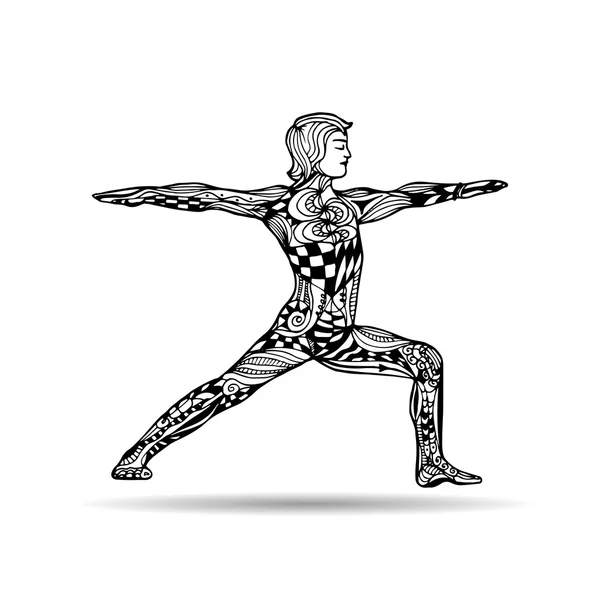 Vector yoga illustration in zentangle style. — Stock Vector