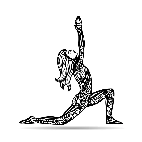 Illustration vectorielle de yoga dans le style zentangle . — Image vectorielle