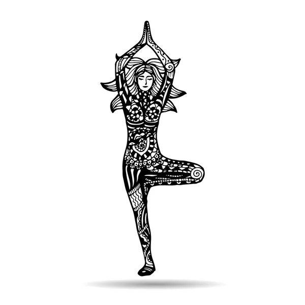 Flicka i Yoga pose — Stock vektor