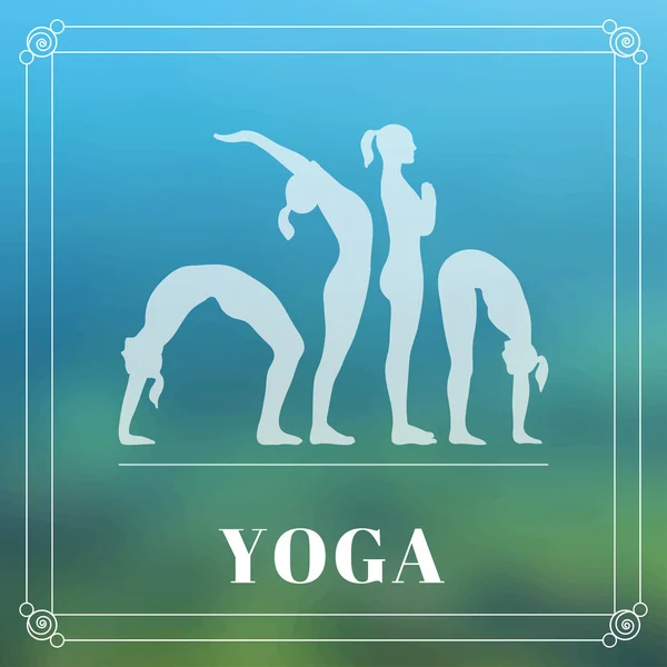 Donne nelle pose yoga — Vettoriale Stock