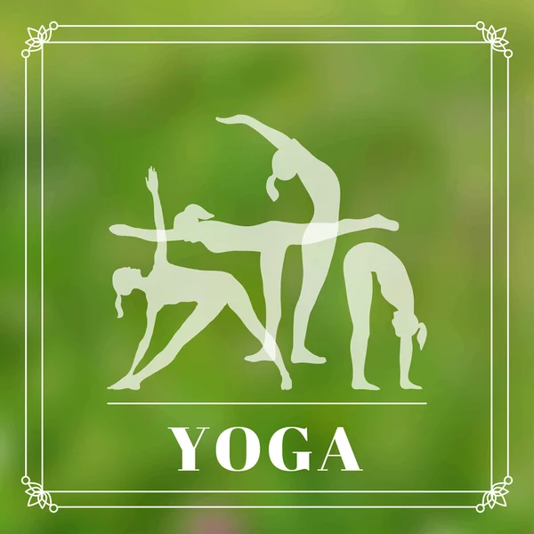 Donne nelle pose yoga — Vettoriale Stock