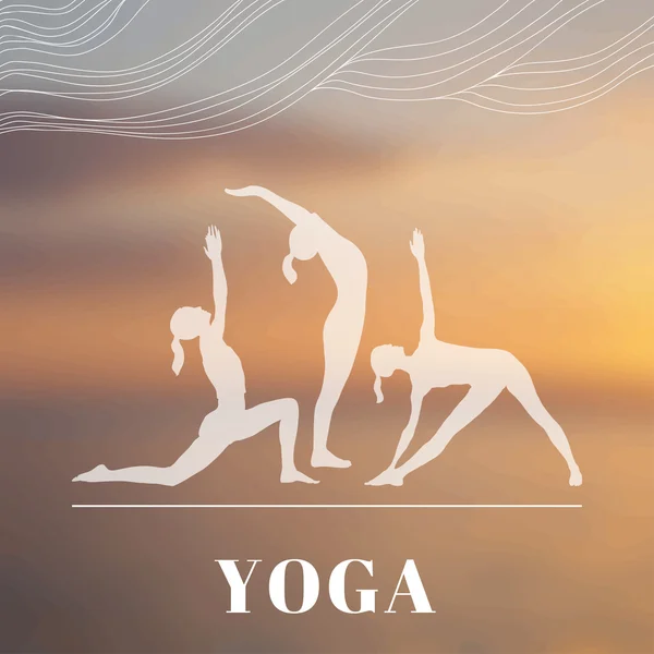 Donne nelle pose yoga — Vettoriale Stock