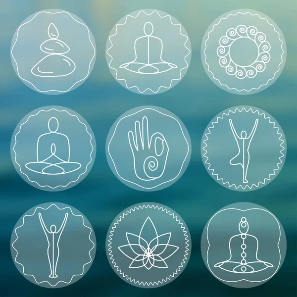 Iconos lineales de yoga — Vector de stock