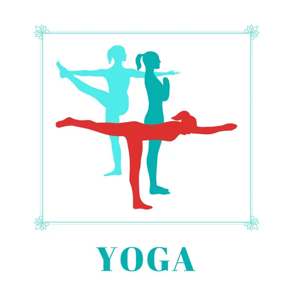 Vrouwen in de yoga-houdingen — Stockvector