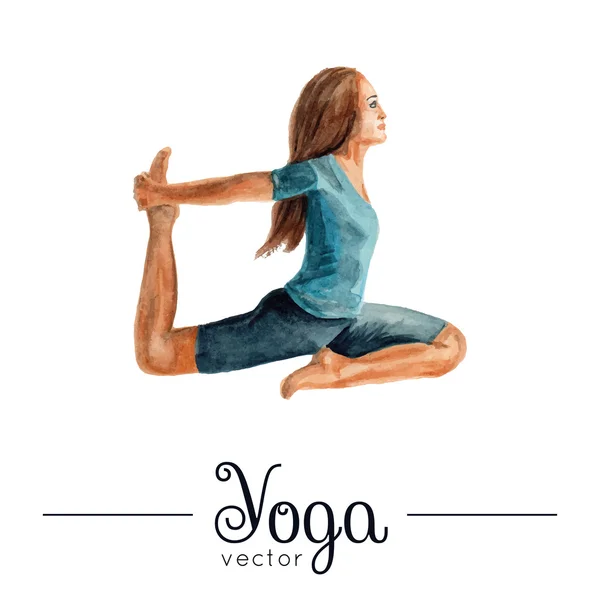 Flicka i Yoga pose — Stock vektor