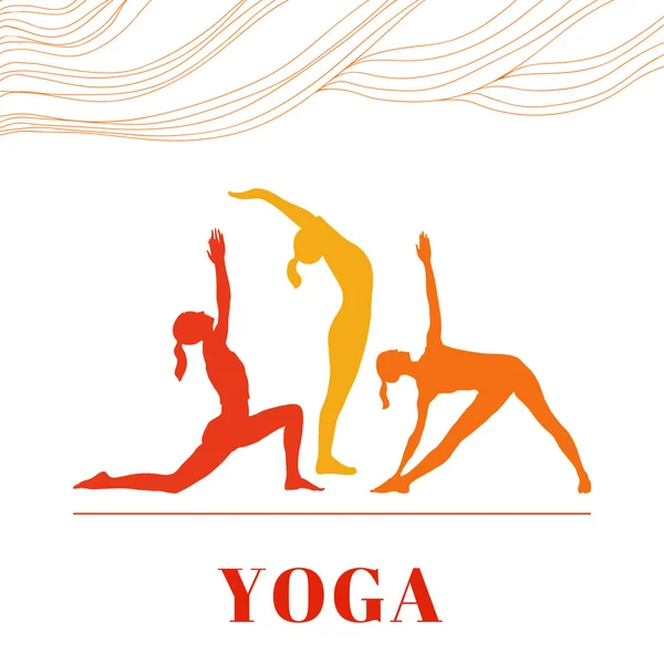 Women in the yoga poses — Stock Vector