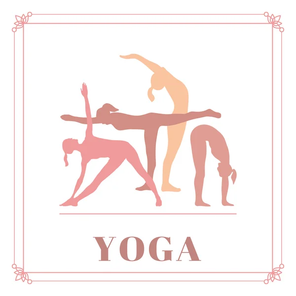 Vrouwen in de yoga-houdingen — Stockvector