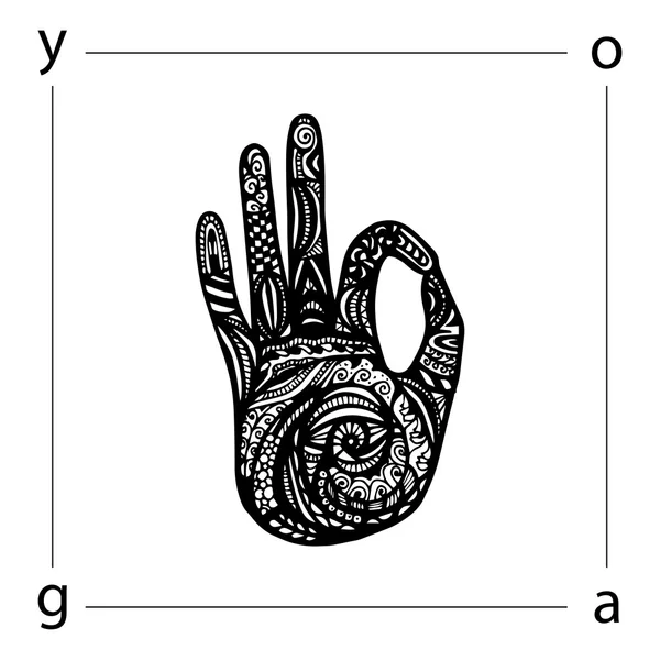 Hand als embleem voor yogastudio — Stockvector
